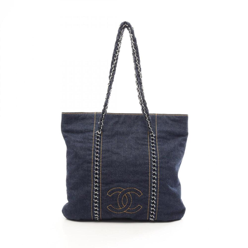 Chanel Luxury Line Tote Bag/Handbag, Denim, Women's, Navy